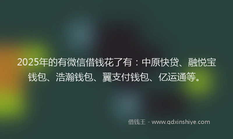 2025年的有微信借钱花了有：中原快贷、融悦宝钱包、浩瀚钱包、翼支付钱包、亿运通等。