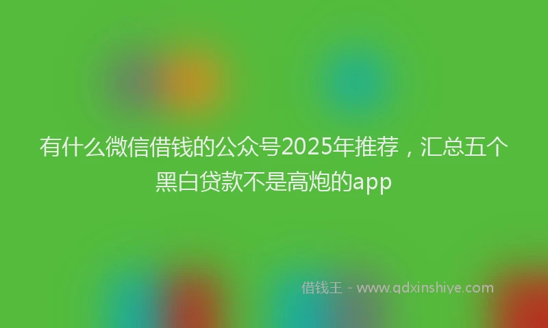 有什么微信借钱的公众号2025年推荐，汇总五个黑白贷款不是高炮的app