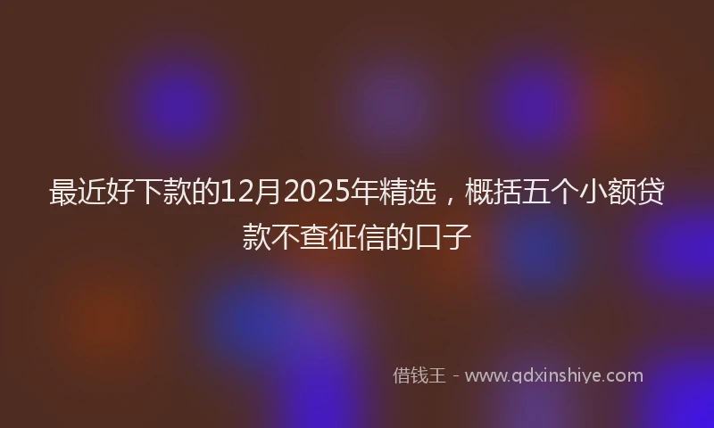 最近好下款的12月2025年精选，概括五个小额贷款不查征信的口子