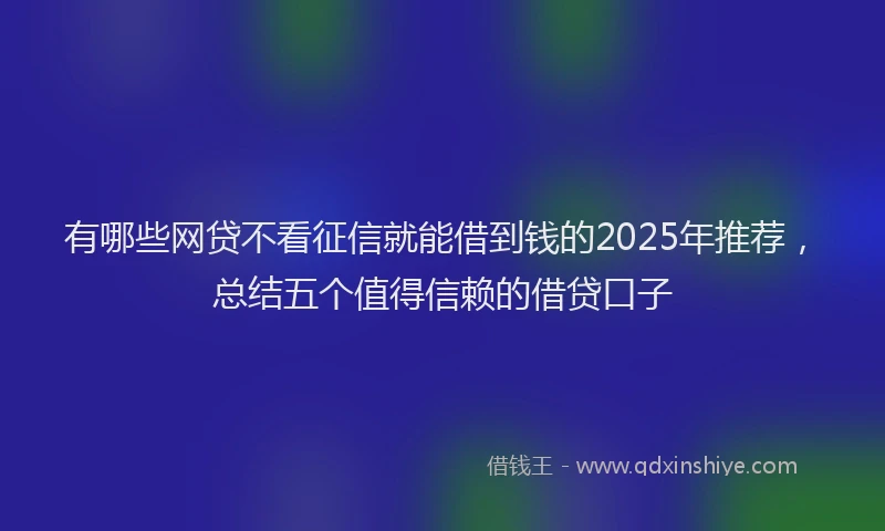 有哪些网贷不看征信就能借到钱的2025年推荐，总结五个值得信赖的借贷口子