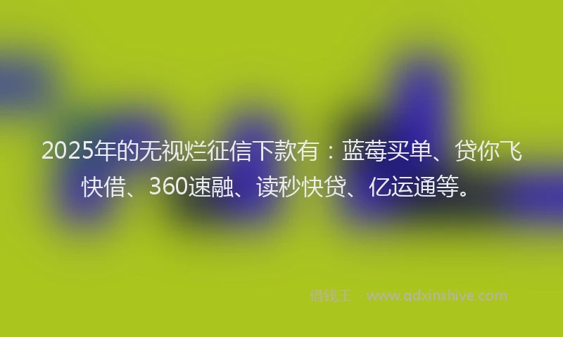 2025年的无视烂征信下款有：蓝莓买单、贷你飞快借、360速融、读秒快贷、亿运通等。