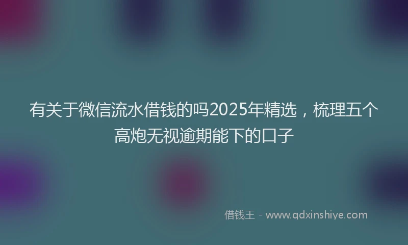 有关于微信流水借钱的吗2025年精选，梳理五个高炮无视逾期能下的口子