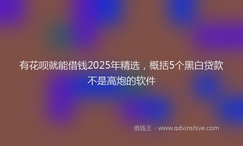 有花呗就能借钱2025年精选，概括5个黑白贷款不是高炮的软件