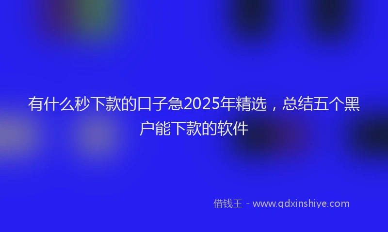 有什么秒下款的口子急2025年精选，总结五个黑户能下款的软件
