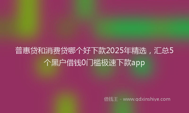 普惠贷和消费贷哪个好下款2025年精选，汇总5个黑户借钱0门槛极速下款app