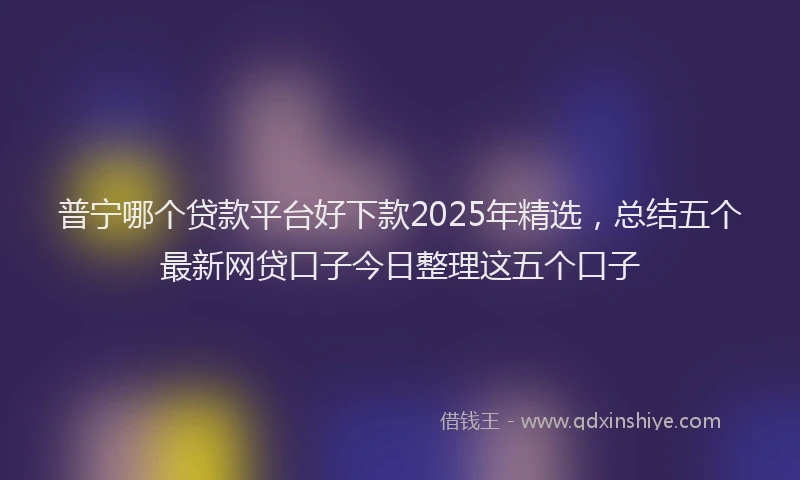 普宁哪个贷款平台好下款2025年精选，总结五个最新网贷口子今日整理这五个口子