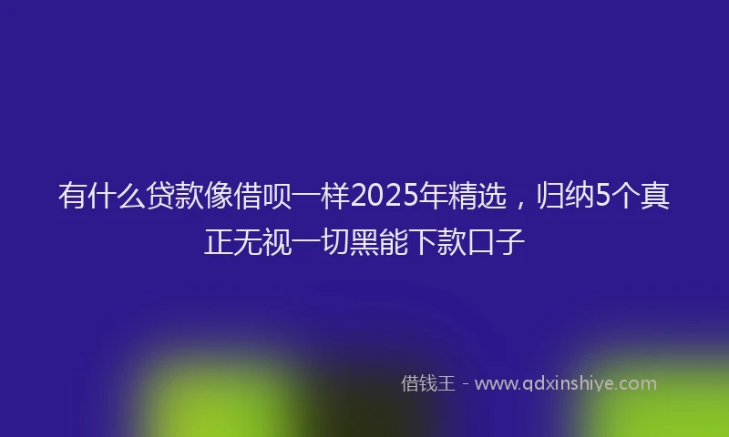 有什么贷款像借呗一样2025年精选，归纳5个真正无视一切黑能下款口子