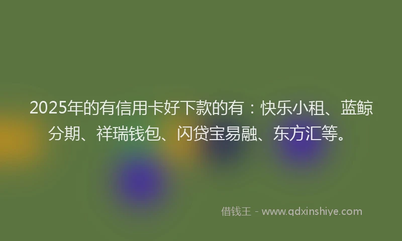 2025年的有信用卡好下款的有：快乐小租、蓝鲸分期、祥瑞钱包、闪贷宝易融、东方汇等。