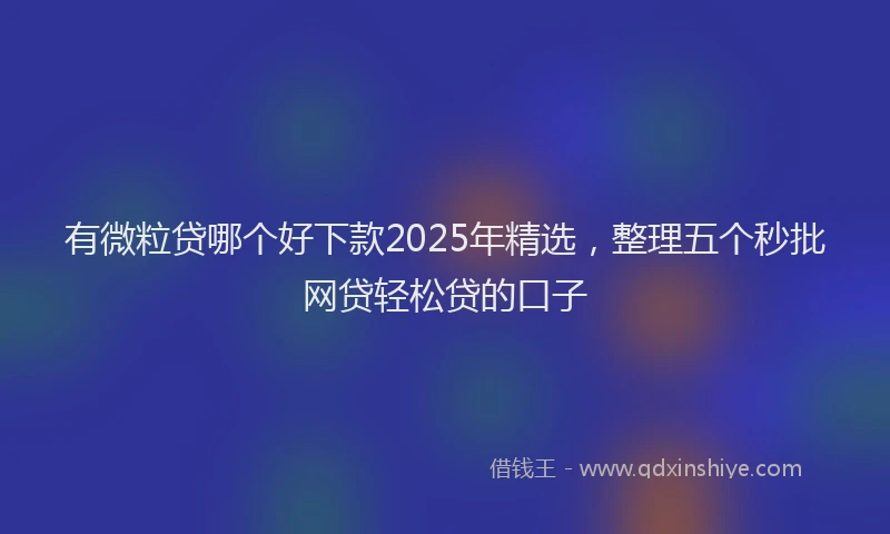 有微粒贷哪个好下款2025年精选，整理五个秒批网贷轻松贷的口子