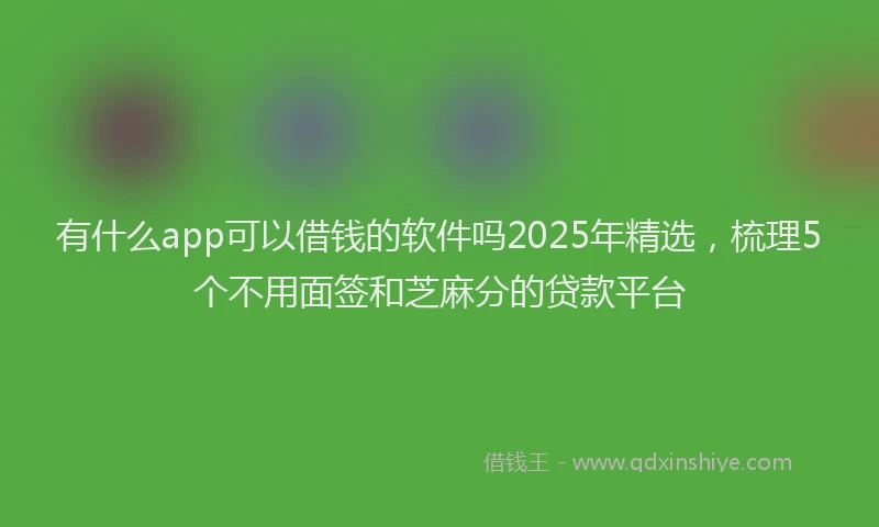 有什么app可以借钱的软件吗2025年精选，梳理5个不用面签和芝麻分的贷款平台