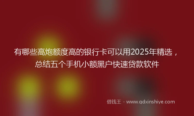 有哪些高炮额度高的银行卡可以用2025年精选，总结五个手机小额黑户快速贷款软件