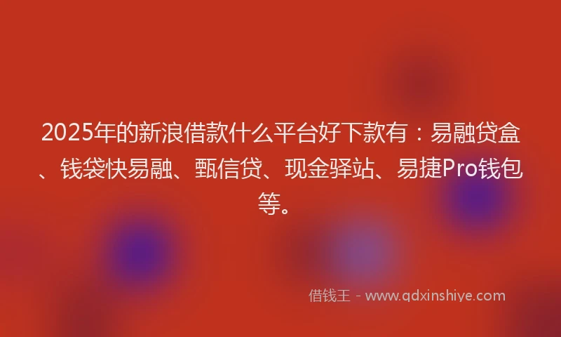 2025年的新浪借款什么平台好下款有：易融贷盒、钱袋快易融、甄信贷、现金驿站、易捷Pro钱包等。