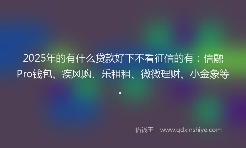 2025年的有什么贷款好下不看征信的有：信融Pro钱包、疾风购、乐租租、微微理财、小金象等。