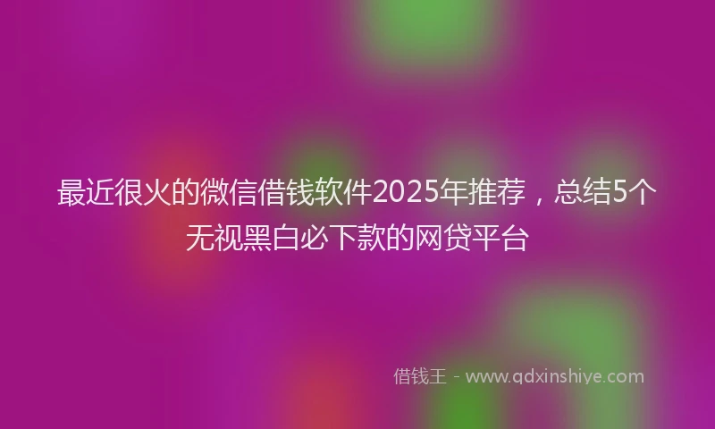 最近很火的微信借钱软件2025年推荐，总结5个无视黑白必下款的网贷平台