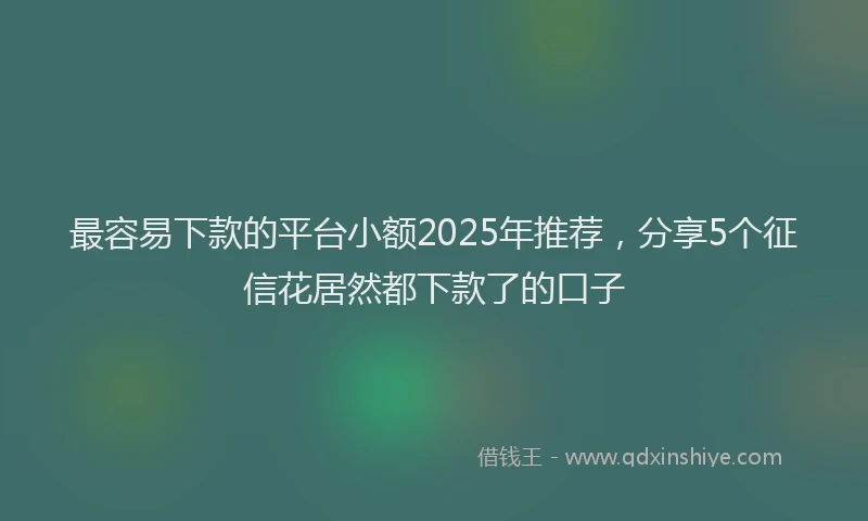 最容易下款的平台小额2025年推荐，分享5个征信花居然都下款了的口子