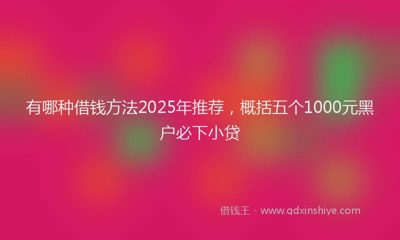 有哪种借钱方法2025年推荐，概括五个1000元黑户必下小贷