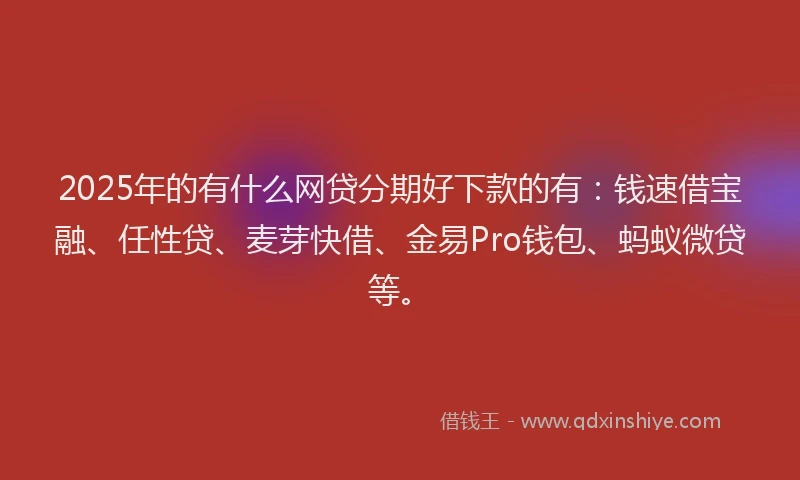2025年的有什么网贷分期好下款的有：钱速借宝融、任性贷、麦芽快借、金易Pro钱包、蚂蚁微贷等。