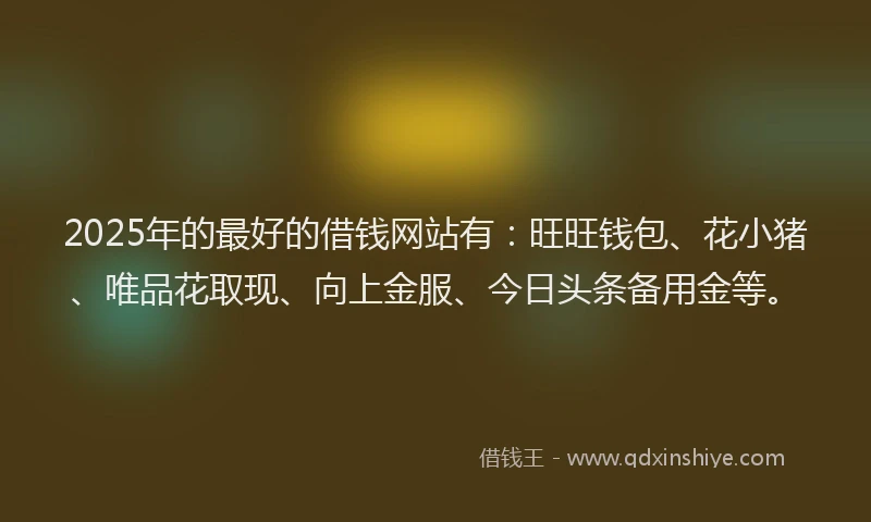 2025年的最好的借钱网站有：旺旺钱包、花小猪、唯品花取现、向上金服、今日头条备用金等。