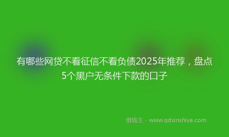 有哪些网贷不看征信不看负债2025年推荐，盘点5个黑户无条件下款的口子