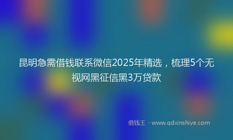 昆明急需借钱联系微信2025年精选，梳理5个无视网黑征信黑3万贷款