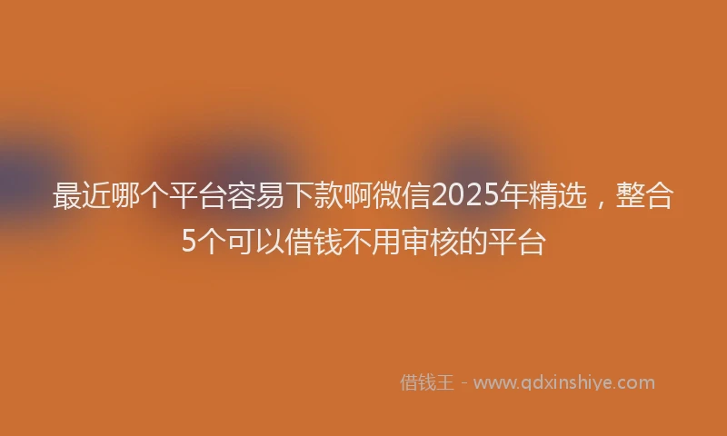 最近哪个平台容易下款啊微信2025年精选，整合5个可以借钱不用审核的平台
