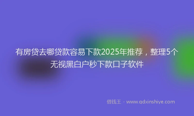 有房贷去哪贷款容易下款2025年推荐，整理5个无视黑白户秒下款口子软件