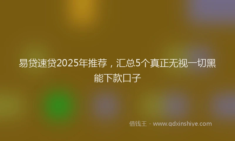 易贷速贷2025年推荐，汇总5个真正无视一切黑能下款口子