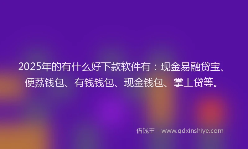 2025年的有什么好下款软件有：现金易融贷宝、便荔钱包、有钱钱包、现金钱包、掌上贷等。