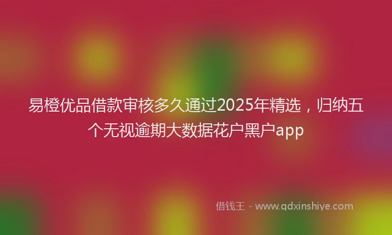 易橙优品借款审核多久通过2025年精选，归纳五个无视逾期大数据花户黑户app