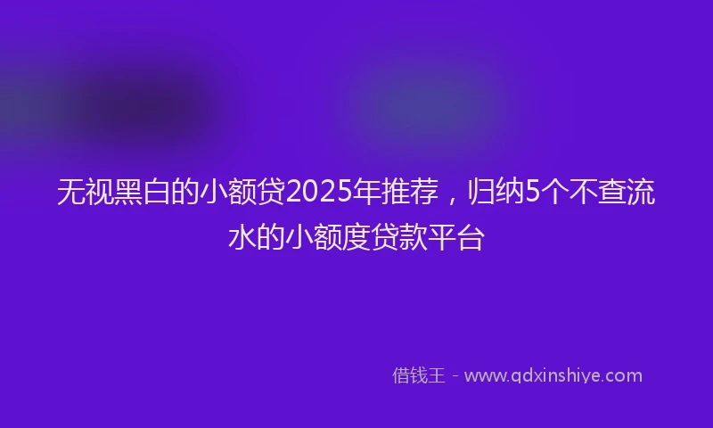 无视黑白的小额贷2025年推荐，归纳5个不查流水的小额度贷款平台