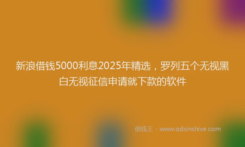 新浪借钱5000利息2025年精选，罗列五个无视黑白无视征信申请就下款的软件