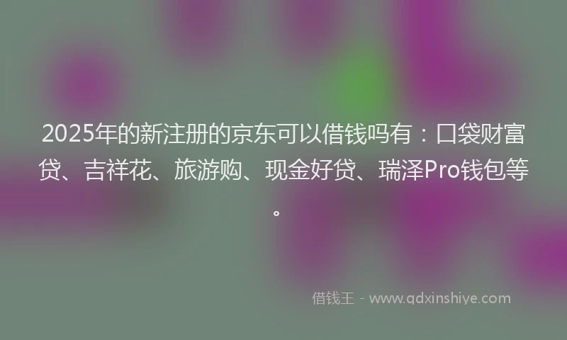 2025年的新注册的京东可以借钱吗有：口袋财富贷、吉祥花、旅游购、现金好贷、瑞泽Pro钱包等。