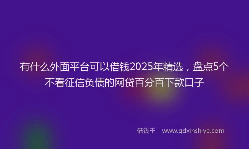 有什么外面平台可以借钱2025年精选，盘点5个不看征信负债的网贷百分百下款口子