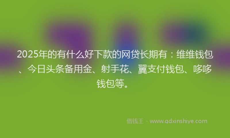 2025年的有什么好下款的网贷长期有：维维钱包、今日头条备用金、射手花、翼支付钱包、哆哆钱包等。