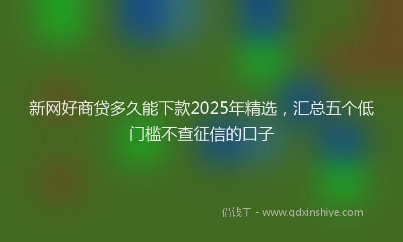 新网好商贷多久能下款2025年精选，汇总五个低门槛不查征信的口子