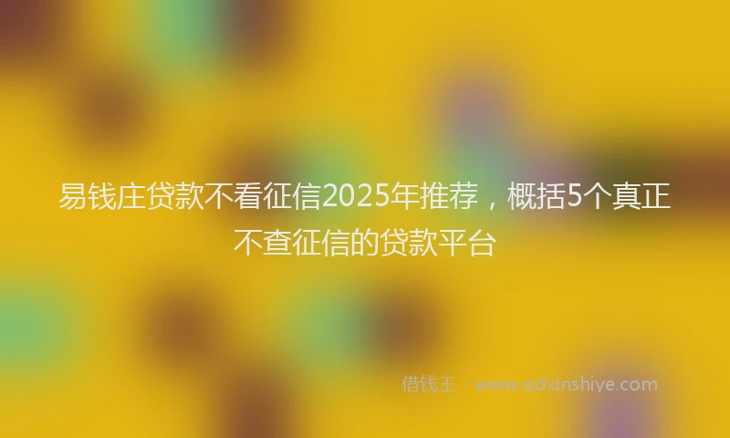 易钱庄贷款不看征信2025年推荐，概括5个真正不查征信的贷款平台