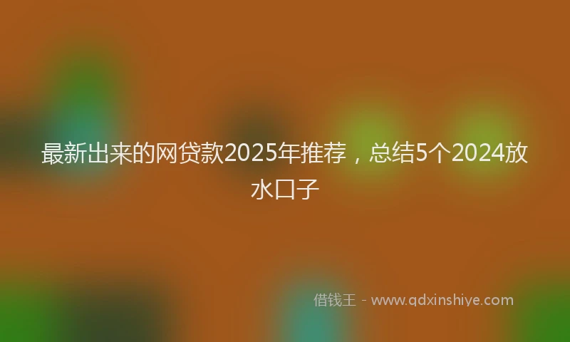 最新出来的网贷款2025年推荐，总结5个2024放水口子
