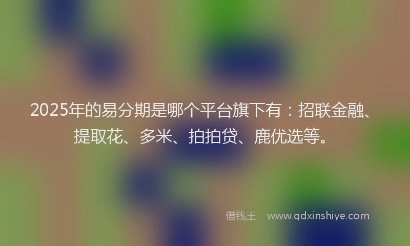 2025年的易分期是哪个平台旗下有：招联金融、提取花、多米、拍拍贷、鹿优选等。