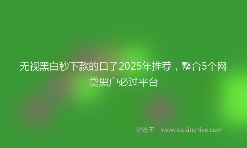 无视黑白秒下款的口子2025年推荐，整合5个网贷黑户必过平台