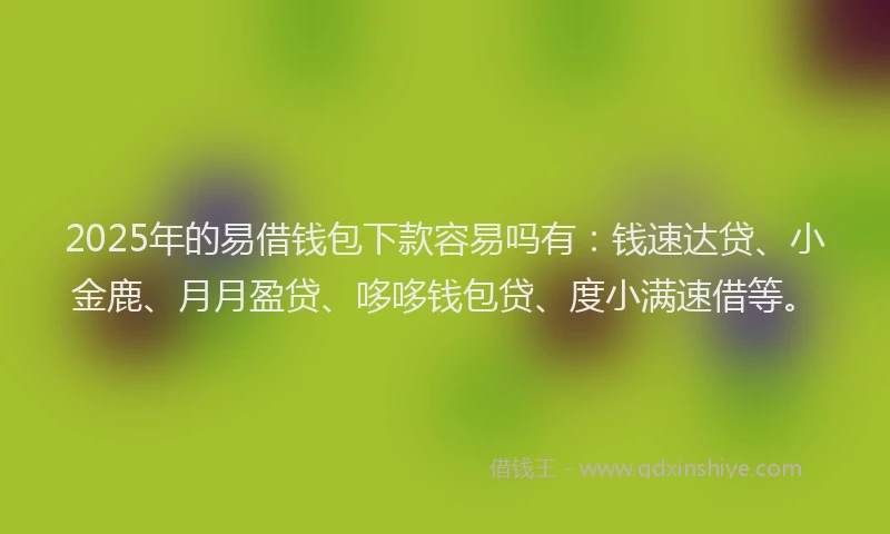 2025年的易借钱包下款容易吗有：钱速达贷、小金鹿、月月盈贷、哆哆钱包贷、度小满速借等。