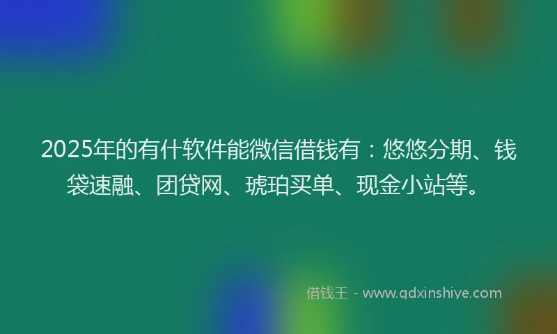 2025年的有什软件能微信借钱有：悠悠分期、钱袋速融、团贷网、琥珀买单、现金小站等。