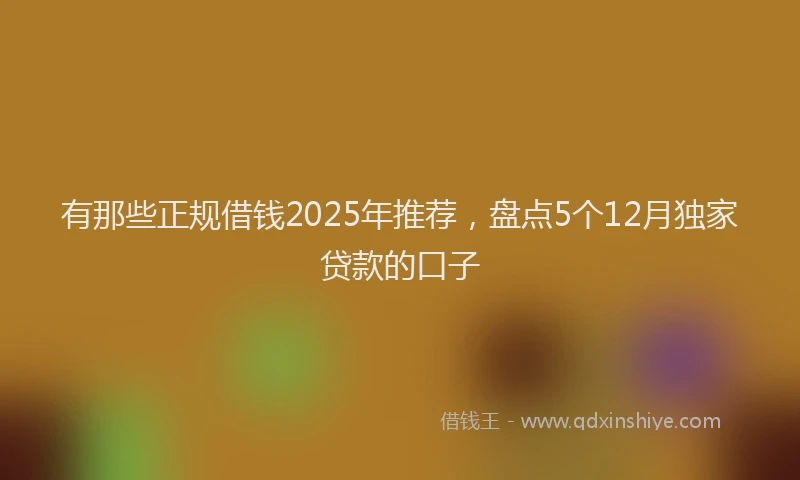 有那些正规借钱2025年推荐，盘点5个12月独家贷款的口子