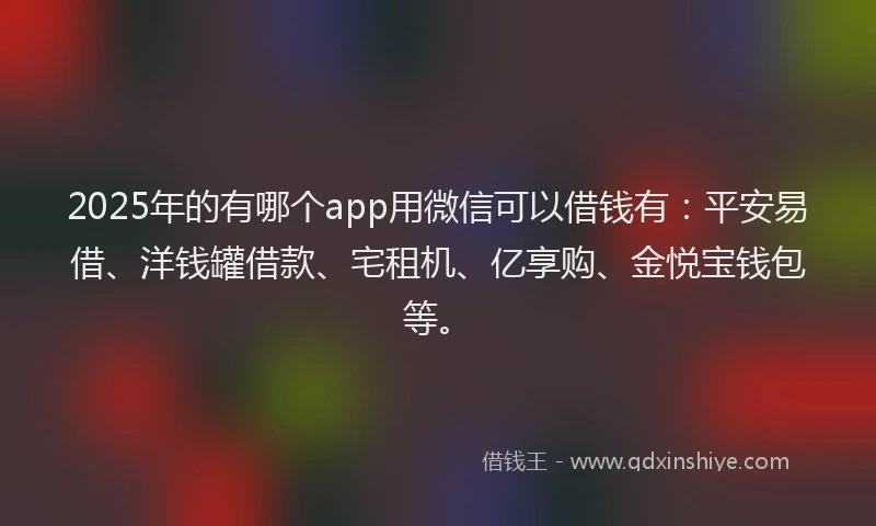 2025年的有哪个app用微信可以借钱有：平安易借、洋钱罐借款、宅租机、亿享购、金悦宝钱包等。