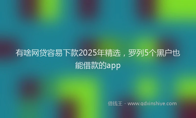 有啥网贷容易下款2025年精选，罗列5个黑户也能借款的app