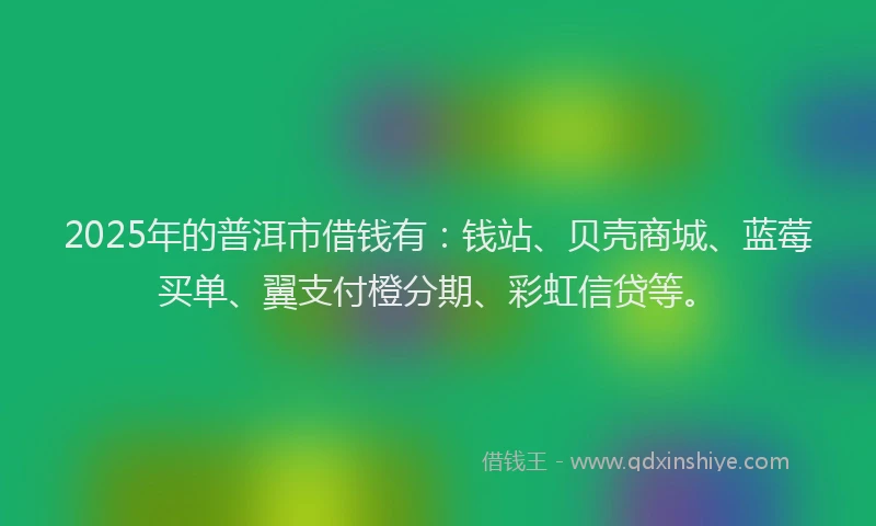 2025年的普洱市借钱有：钱站、贝壳商城、蓝莓买单、翼支付橙分期、彩虹信贷等。