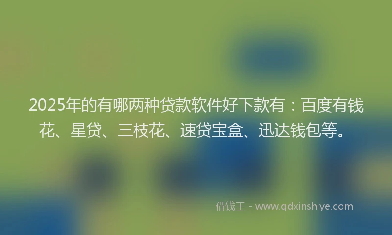 2025年的有哪两种贷款软件好下款有：百度有钱花、星贷、三枝花、速贷宝盒、迅达钱包等。