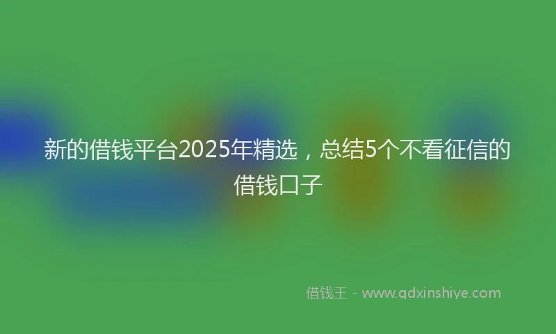 新的借钱平台2025年精选，总结5个不看征信的借钱口子