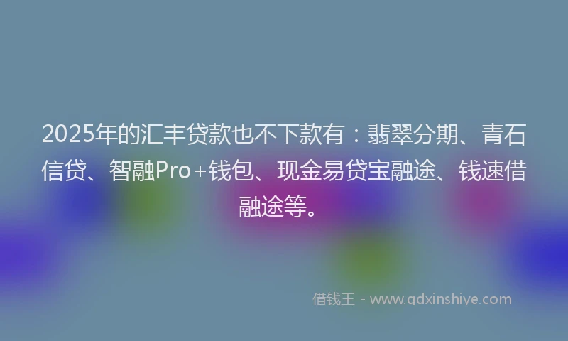 2025年的汇丰贷款也不下款有：翡翠分期、青石信贷、智融Pro+钱包、现金易贷宝融途、钱速借融途等。