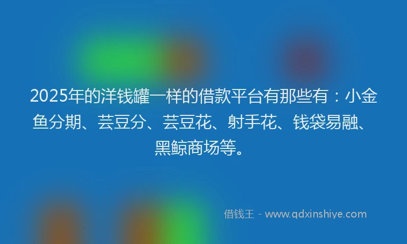 2025年的洋钱罐一样的借款平台有那些有：小金鱼分期、芸豆分、芸豆花、射手花、钱袋易融、黑鲸商场等。