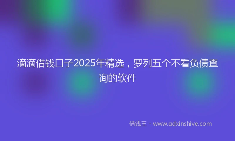 滴滴借钱口子2025年精选，罗列五个不看负债查询的软件